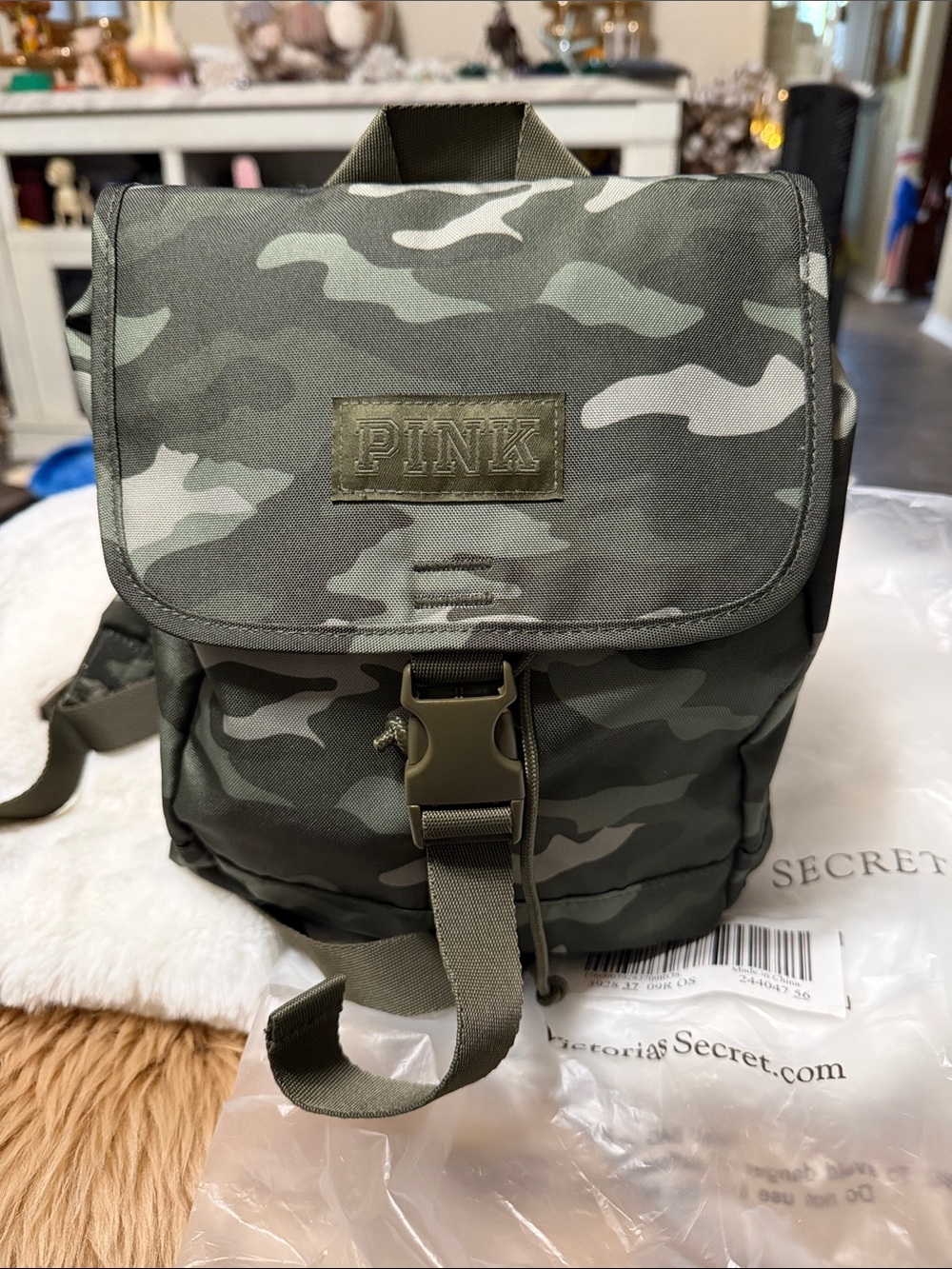 Victoria's Secret PINK Camo Mini Backpack Bag Green NEW